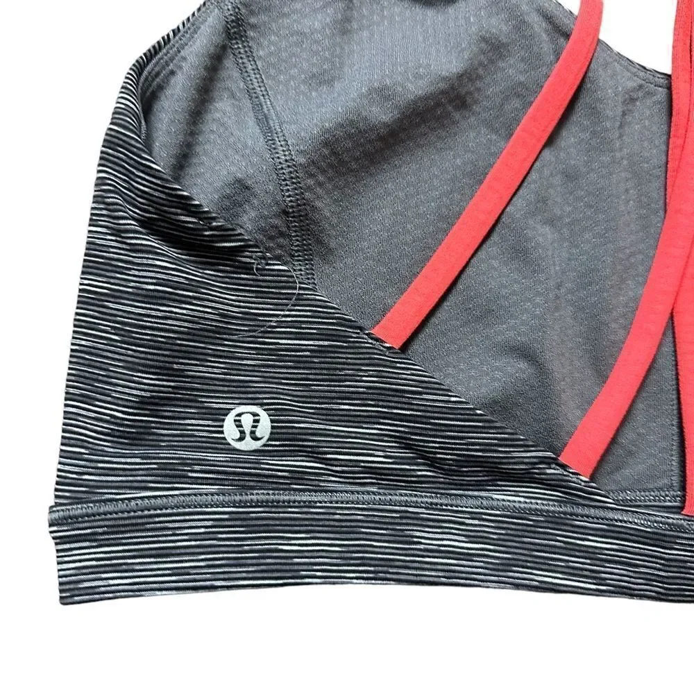 Lululemon Gray Energy Bra Athletic Workout Support Crisscross Razorback Bra